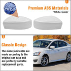 Moonlinks Compatible with Nissan Sentra 2013 2014 2015 2016 2017 2018 2019 Side Mirror Cover Replacement,White Left Driver & Right Passenger Side Door Rearview Side Mirror Cap Trim WITHOUT Turn Signal