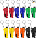 LECART 12PCS Car Window Breaker Tool, 3-in-1 Seatbelt Cutter and Window Glass Breaker Keychain & Survival Whistle, Instant Ve