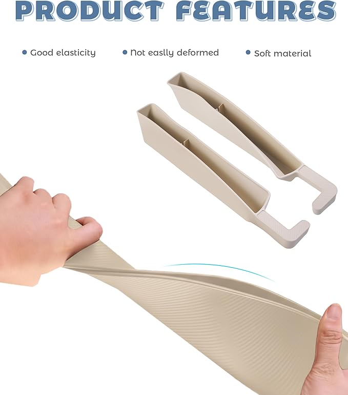 2PCS Car Seat Gap Filler,Car Accessories Car Organizer,Cars Seat Gap Filler Organizer with 2 Storage Areas,Used for Phone,Wallets,Keys,Eyeglasses,Fit for Most Cars,Trucks,SUVs (Beige)