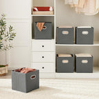 MAX Houser Fabric Storage Bins Cubes Baskets Containers with Dual Plastic Handles for Home Closet Bedroom Drawers Organizers 