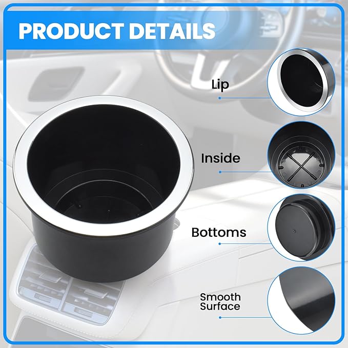 SDTC Tech Black Sofa Cup Holder, Insert Universal Cup Drink Holde for RV Boats, Cars, Sofas and Golf Carts (2-Piece)