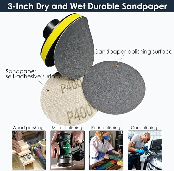 78Pcs Headlight Restoration Kit,3 Inch Drill Polishing Kit, Wet Dry Sandpaper Drill Sanding Attachment with Buffing Pads for 