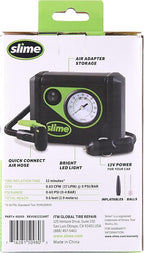 Slime 40059 Tire Inflator, Junior, Compact, Powerful, Portable Car Air Compressor, Lightweight, Analog, Flat Tire Repair, 12V, 12 min Inflation