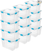 Sterilite 12-Pack Gasket Box, Weather-Resistant Storage Bins with Latching Lids, 80 Quart - Heavy-Duty Organizing Containers 