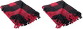 DII Buffalo Check Collection Rustic Farmhouse Throw Blanket with Tassles, 50x60, Tango Red/Black (Pack of 2)