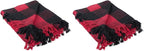 DII Buffalo Check Collection Rustic Farmhouse Throw Blanket with Tassles, 50x60, Tango Red/Black (Pack of 2)