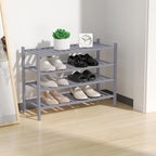 RONGJlA 4 Tier Bamboo Shoe Rack for Closet Free Standing Wood Shoe Shelf Storage Organizer for Entryway Small Space Stackable