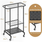 Garden Tool Organizer with Wheels, Heavy Duty Metal Garage Tool Storage Rack, Yard Tool Holder for Long-Handled Tools, Rakes 