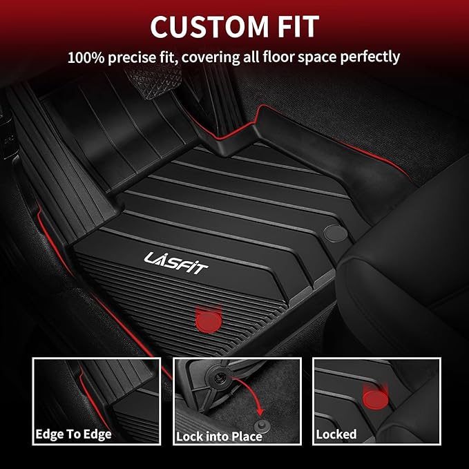 LASFIT Floor Mats & Cargo Liner for BMW 5 Series G30 2017-2023, Custom Fit TPE All Weather Easy to Clean Durable No-curling Full Set Car Liners for BMW 530i 540i M550i 540d xDrive, Black(Not for PHEV)