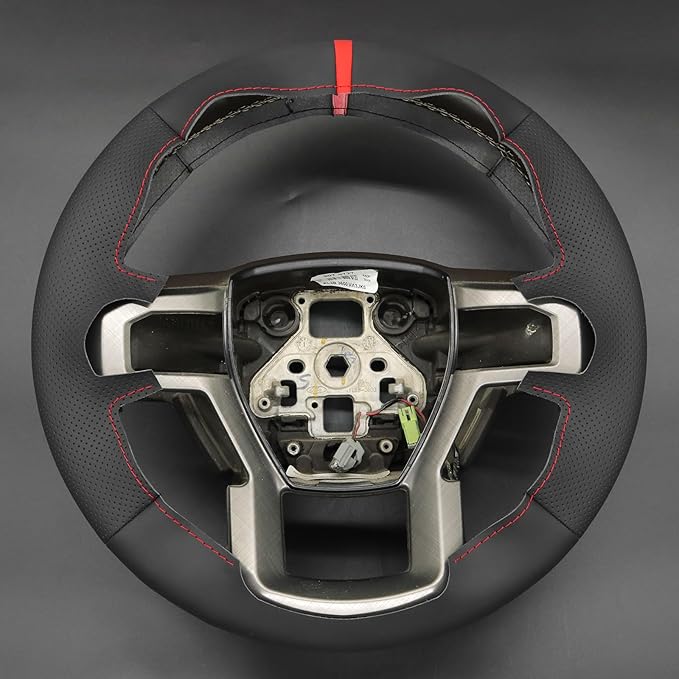 MEWANT Steering Wheel Cover for Ford F150 F250 F350 F450 Expedition 2018 Truck Accessory Made from Black Genuine Leather