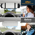 Veharvim Sun Visor Extender for Car with 2 Side Sunshade, Polarized UV400 Visor Extender Attachment for Car Visor with PC Lens,Anti-Glare for Safe Driving (2 Side Panel)