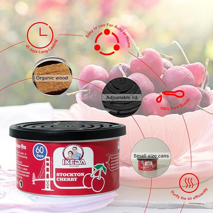 Car Air Freshener: Stockton Cherry Scent | Car Scents | Odor Eliminator Essential | Long-Lasting | Strong Fragrance | For Hom