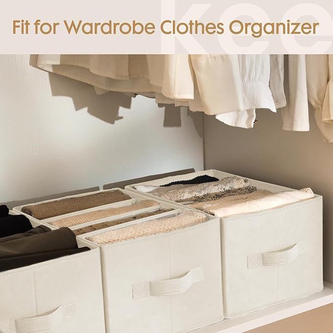 Criusia 6 Pack Large Clothes Organizer, Wardrobe Closet Organizer and Storage with Handles, Foldable Fabric Closet Organizers