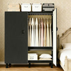Freestanding Heavy Duty Wardrobe Closet with Magnetic Door, Portable Metal Closets, Foldable Wardrobecloset Organizers and St