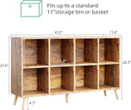 Flrrtenv 8-Cube Bookshelf 2 Tier Retro Bookcase with Legs, 11in Shelf Opening, 47" Wood Bookshelves Storage Organizer Shelf, 