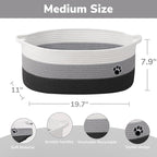 Large Dog Toy Basket, 19.7" X 11" X 7.9" Woven Baskets for Dog Cat Storage, Toy Basket with Handles for Nursery, Living Room,