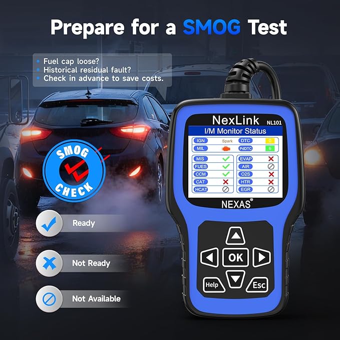 NEXAS NL101 OBD2 Scanner with Battery Tester - Check Engine Code Reader, Car Diagnostic Scanner with Live Data, Freeze Frame,