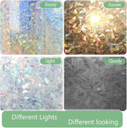 HIDBEA Window Privacy Film Static Clings, Rainbow Window Film, 3D Decals Non-Adhesive Window Vinyl Film for Home Door, 17.3 Inch x 6.5 Feet