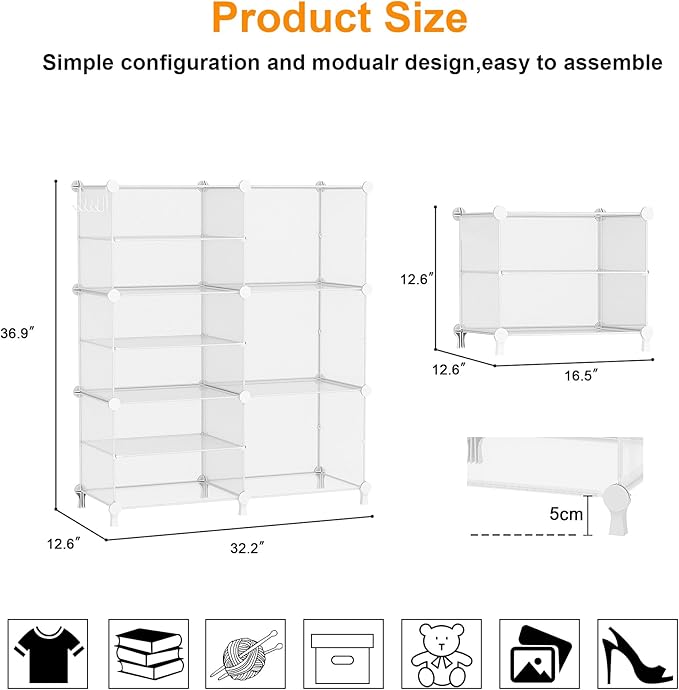 AWTATOS Closet Organizer 6 Cube Storage Shelves Portable Closet Clothes Organizers and Storage Stackable Cubby Shelving for C
