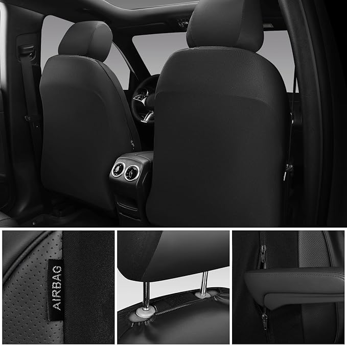 CAR PASS 3D Foam PU Leather Car Seat Covers, Universal Seat Covers Full Sets for Trucks SUV Sedan Automotive Seat Covers Armr