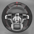 MEWANT Hand Sew Steering Wheel Cover for Ford F150 F250 F350 Expedition 2018-2021 Made of Real Leather Embossed Athsuede