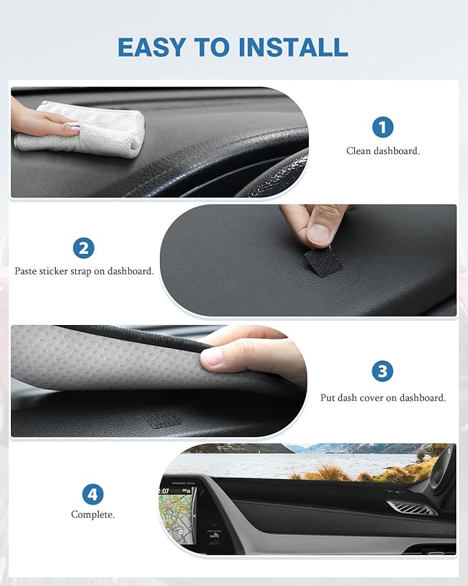 FIILINES Dash Cover Fit for Toyota Highlander 2020-2025 (Fit with or Without Display) Dashboard Mat Cover Sunshade Nonslip Me