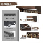 Rebee Vision Acacia Wood Key Holder Wall Mount for Room Decor – Rustic Key Holder for Wall with Shelf for Displaying Plants –
