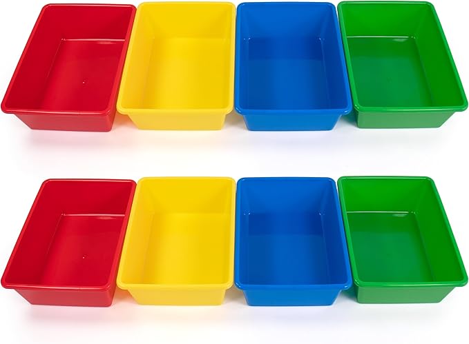 Humble Crew Toy Storage Bins for Kids, Set of 8, Primary Colors, Large - Sturdy, Colorful Plastic Storage Bins for Classroom,