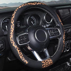 Leopard Steering Wheel Cover, Breathable Microfiber Leather Universal 14.5-15 inch for Most Automotive Steering Wheel Cheetah
