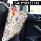 Car Trash Can, Cute Car Trash Bag, Hanging Car Organizer and Storage Bag, Trash Bin for Car Accessories, Vehicle, Travelling, Camping Cute Purple Flower
