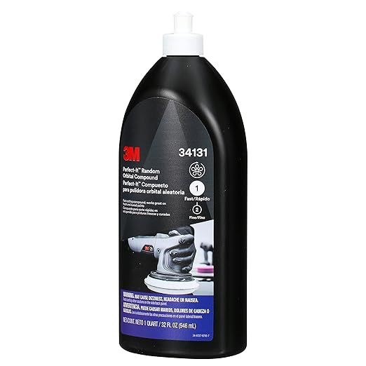 3M Perfect-It Random Orbital Compound, 34131, 1 quart, Fast Cutting Compound for Automotive Buffing & Polishing