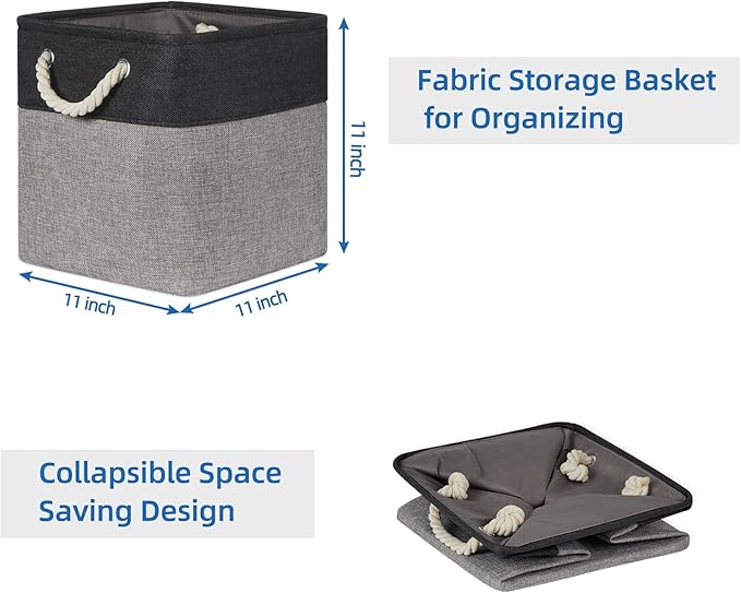 Temary Storage Baskets 4 Pack Fabric Storage Cubes Basket for Organizing, Collapsible Cloth Baskets with Handles for Shelves,