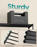 SONGMICS 4-Tier Shoe Rack for Closet, Compact Metal Shoe Organizer Shelf for Entryway, Bedroom, Small Spaces, Stackable, 11.8