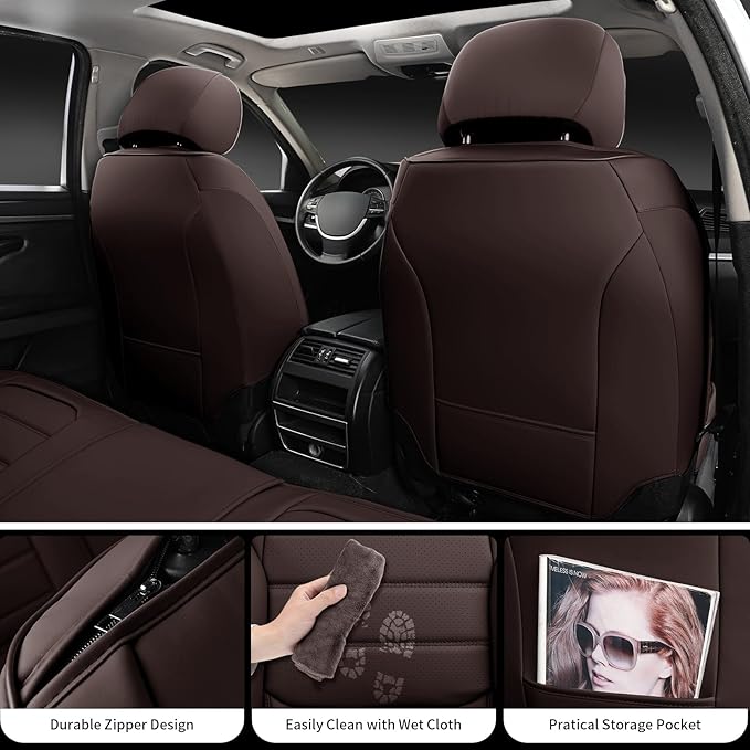 Car Seat Covers Front Seats, 2Pcs Universal Faux Leather Front Seat Covers for Cars, Waterproof Automotive Seat Covers Breath