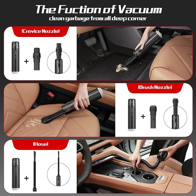 Chuboor 13000PA Powerful Car Vacuum Cleaner High Power Cordless Rechargeable, Handheld Vacuum, Portable Mini Vacuum with LED 