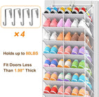 UVIAHOMI 20-30 Pairs Over the Door Shoe Organizer, Clear Pockets Hanging Shoe Storage for Closet, 10-Tier Door Shoes Rack, Ha