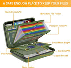 DocSafe Fireproof File Organizer with Lock, Hard-Shell Case Fireproof Document Box with 13 Pocket Accordion File Folder, Port