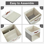 Bagnizer Storage Cubes, 4 Pack Linen Foldable Storage Bins (13 x 13 inch) with Clear Window and 2 Handles, Closet Organizers 