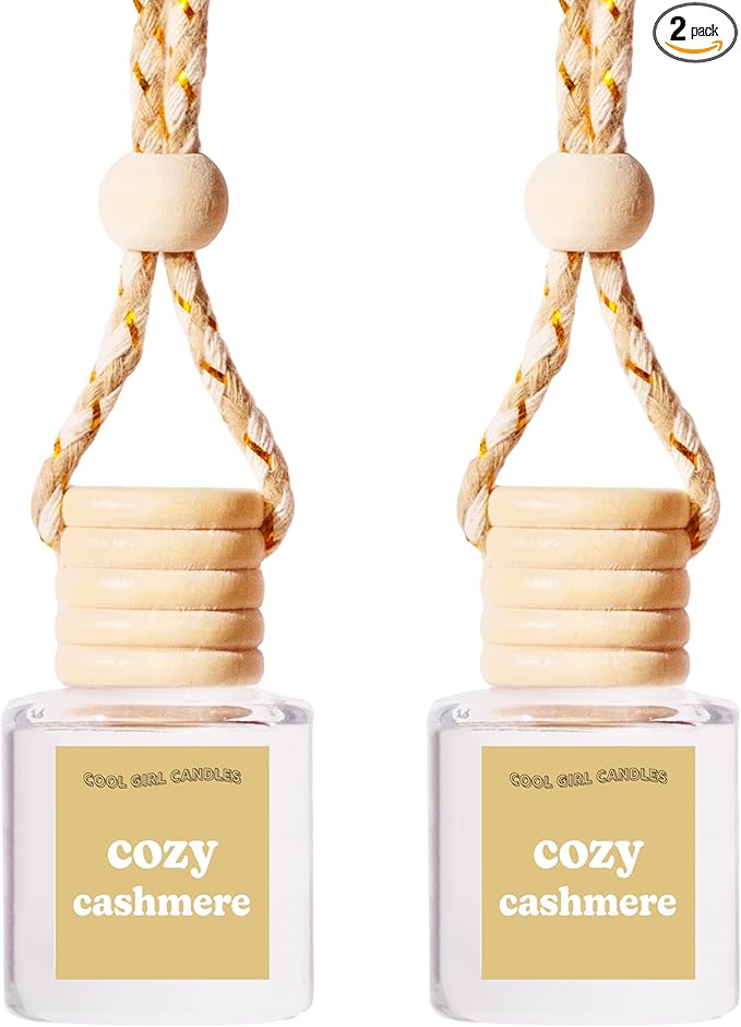 COOLGIRLCANDLES Cozy Cashmere Car Air Hanging Fragrance Oil Diffuser for Essential Oils, Long Lasting Car Diffuser Bottle