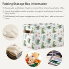 xigua Cute Dragon Storage Basket Collapsible Storage Bins Waterproof Canvas Storage Basket with Leather Handles for Home Clos