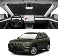 Custom Fit Windshield Sun Shade for Jeep Cherokee 2014-2023, Blocks UV & Heat, Front Window Sunshade Accessories, Easy Fold & Store Keep Your Car Cooler