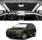 Custom Fit Windshield Sun Shade for Jeep Cherokee 2014-2023, Blocks UV & Heat, Front Window Sunshade Accessories, Easy Fold & Store Keep Your Car Cooler