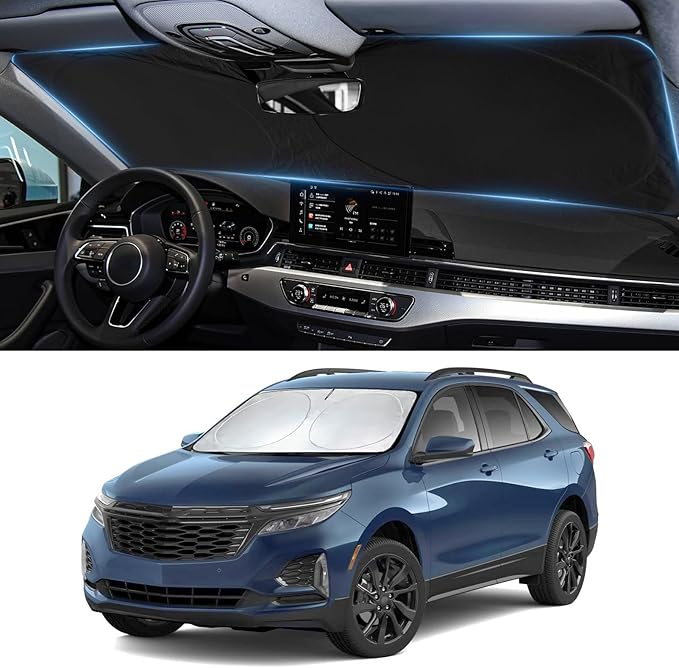 Sun Shade for Chevrolet Equinox Windshield Sunshade fit for Chevy Equinox 2018-2024 (Equinox EV Not Fit) Accessories Front Window Cover Shield Visor Protector Keep Interior Cool Blocker