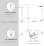 Sezanrpt 3 Tier Acrylic Corner Shelf Organizer Storage 9.5x9.5x15.7 Inch, Transparent Countertop Corner Shelf for Bathroom, K
