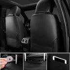 CAR PASS Nappa Leather Bling Diamond Black Red Seat Covers Full Set, Waterproof Calfskin Heavy-Duty Anti-Slip, Universal Fit 