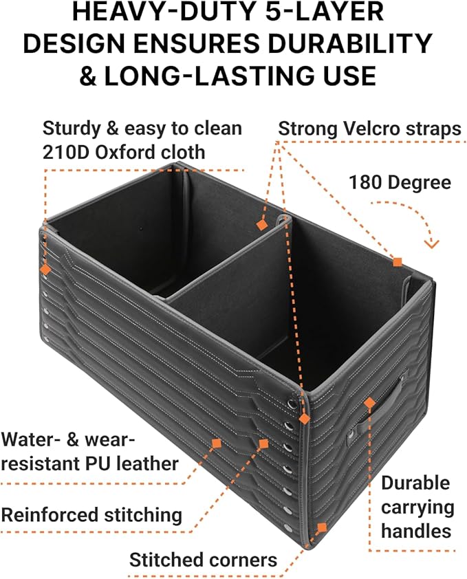 Owleys Car Trunk Organizer For Shoes - Storage Crate For SUV, Sedan Or Truck - Foldable Cargo Bin For Travel Gear & Sports