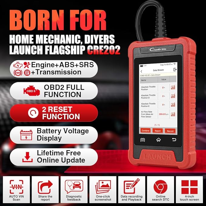 LAUNCH Elite ABS Bleeding Scan Tool,Engine Transmission ABS SRS OBD2 Scanner Diagnostic Tool,Throttle Reset Code