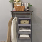 GRANNY SAYS 3-Shelf Closet Organizers and Storage, Foldable Hanging Closet Organizer, Hanging Closet Shelves with 2 Metal Hoo
