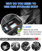 Autorder Center Console Organizer for 2023-2026 Honda HR-V HRV Accessories Armrest Storage Box Secondary Insert Tray with 2 Color Mats