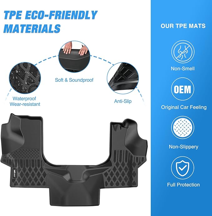 Nilight TPE Floor Mats for Chevy Express GMC Savana 1500 2500 3500 2015 2016 2017 2018 2019 2020 2021 2022 2023 2024 2025 All Weather Custom Fit Heavy Duty Floor Liners
